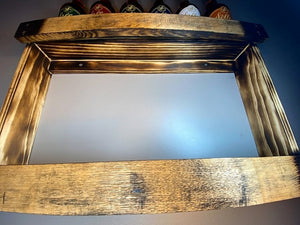 Bourbon Whiskey Barrel Stave Shelf, 2 Levels, Torched Liquor Shelf, Bottom View