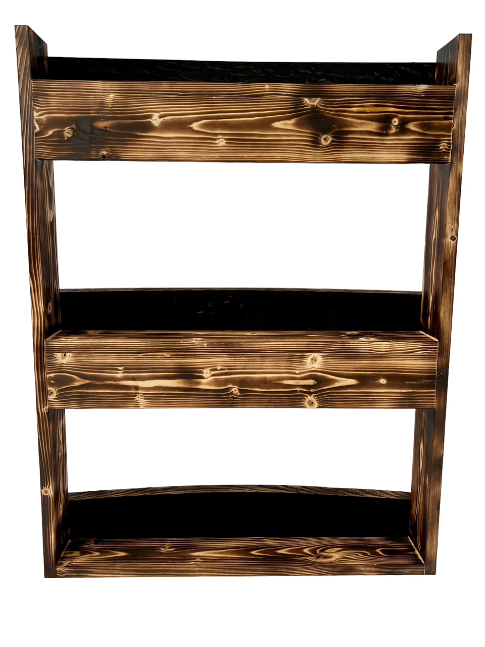 The Torched Barrel Bourbon/Whiskey Stave Shelf, Large Torched Three-Tier Liquor Bottle Display Cabinet, Wall Mount, Easy Installation