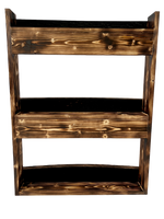 Load image into Gallery viewer, The Torched Barrel Bourbon/Whiskey Stave Shelf, Large Torched Three-Tier Liquor Bottle Display Cabinet, Wall Mount, Easy Installation
